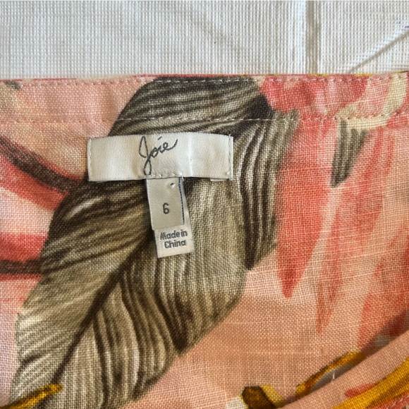 Joie 100% Linen Phara Floral Handkerchief Hem spaghetti Strap Dress Sz 6 (hh) - Picture 11 of 16